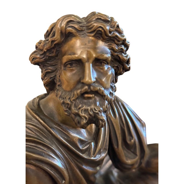 19th Century French Bronze Figure of Ancient Greek Philosopher Zeno of Elea. For Sale - Image 4 of 10