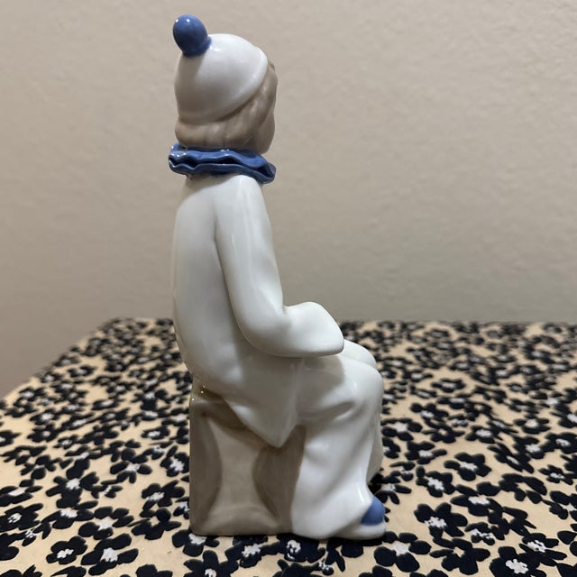Vintage Porcelain Casades Clown Eith Tambourine Figure Made in Spain For Sale - Image 4 of 10
