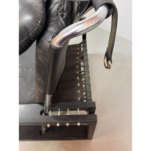 Brutalist Black Leather Armchair with Black Wooden and Metal Chrome Frame by Sonja Wasseur, Netherlands, 1970s For Sale - Image 9 of 18