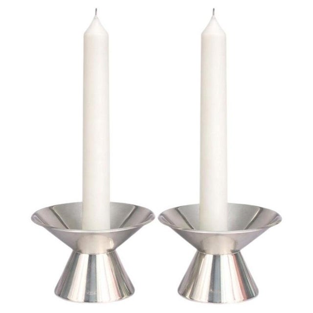 Metal Mid-Century Modern Swedish Sterling Silver Candleholders from GAB, 1961, Set of 2 For Sale - Image 7 of 7