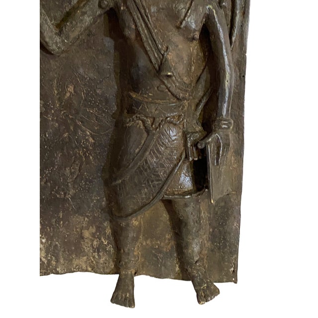 Large African Benin Bronze Plaque W/ Warriors Chairish