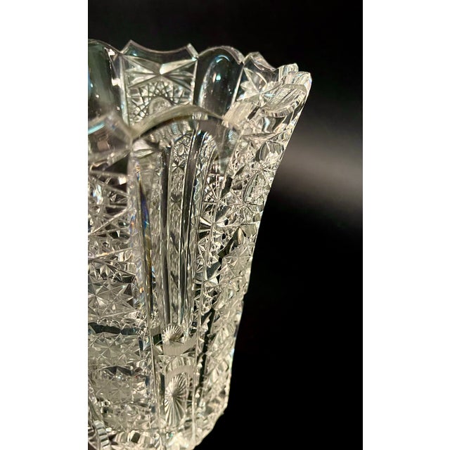 1950s French Baccarat Style Trumpet Vase Cut Crystal A Baccarat styler cut glass decorative flower pot, dating to the mid...