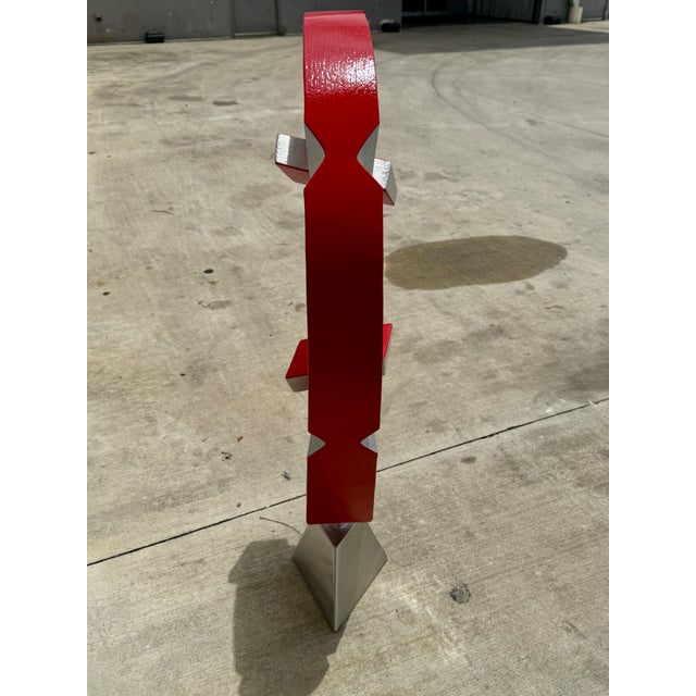 1990s Large Modernist Polychromed Aluminum Sculture Signed For Sale - Image 4 of 6