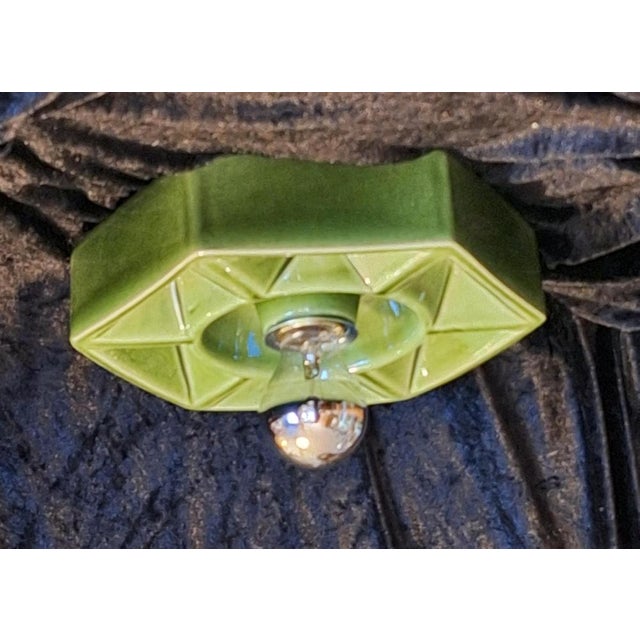 Vintage Wall Lamp in Green Ceramic by Honsel, 1970s For Sale - Image 6 of 8