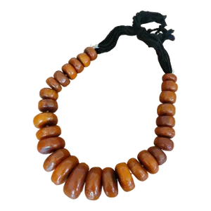 1990s Handmade Moroccan Strand of Large Faux Amber Beads / Wall Decor
