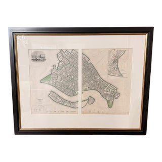 Hand-Colored Sduk Map of Venice, Believed Original Circa 1833–1835, Professionally Framed For Sale