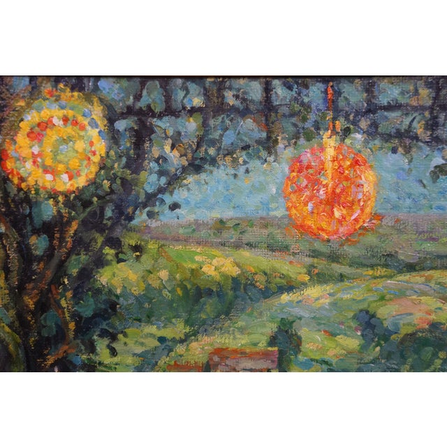 Late 20th Century La Table Sous La Tonnelle Under the Arbor Oil Painting After Henri Le Sidaner For Sale - Image 11 of 11