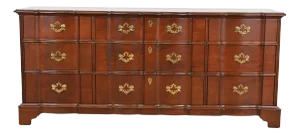 Henredon Georgian Solid Mahogany Block Front Triple Dresser, Newly Refinished