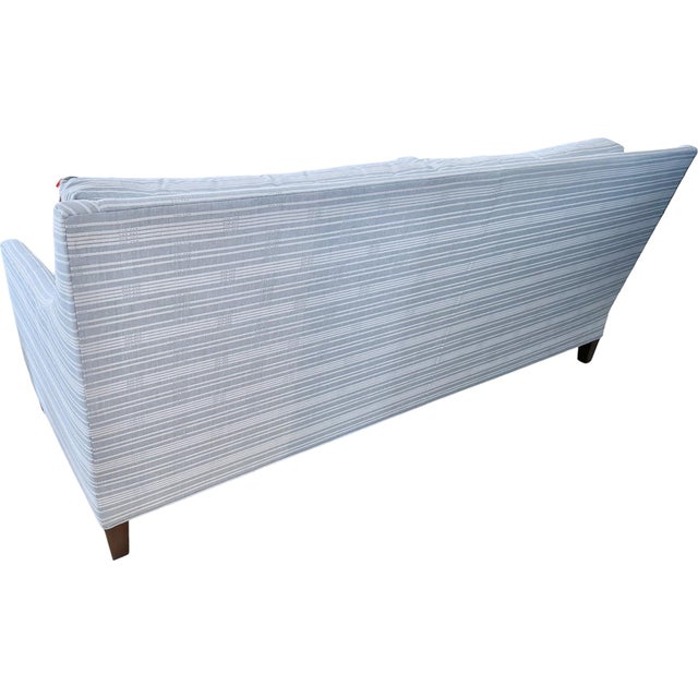 Custom 81" Blue Stripe Sofa in Sunbrella Hurley Marine Fabric Chairish