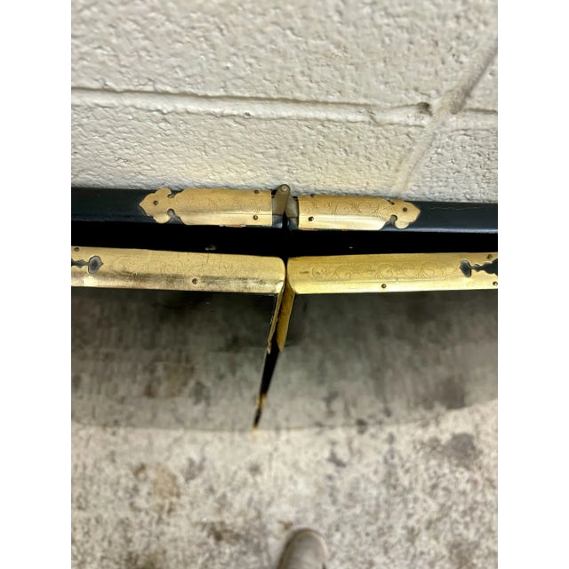 Vintage Chinoiserie Asian Style Lacquered Folding Screen or Wall Hanging For Sale - Image 12 of 12