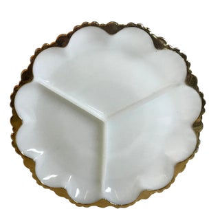 Vintage Milk Glass Divided Plate For Sale