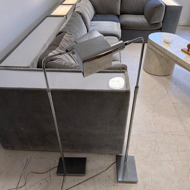 1970s production, Koch and Lowy, very clean silver chrome, multi-adjustable with a turn-dimmer switch at the top of the...