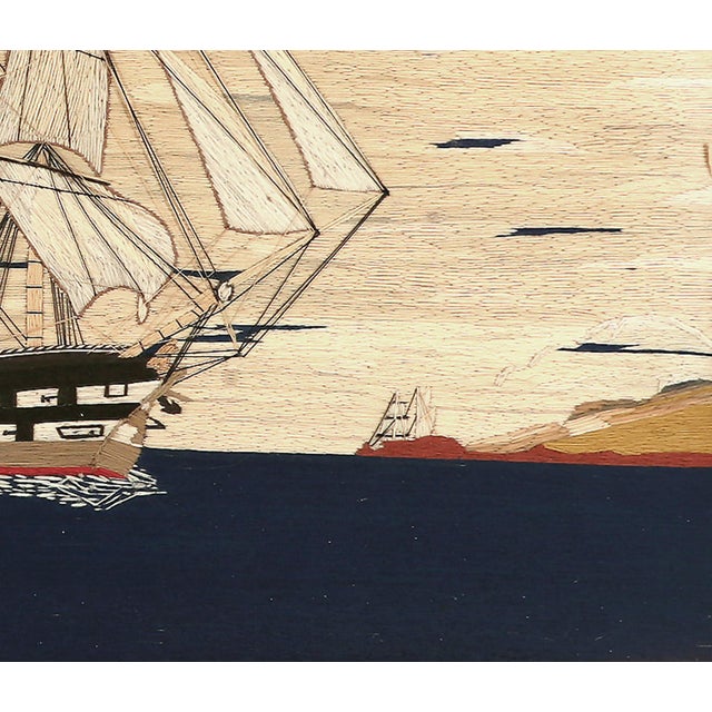 Victorian Sailor's Woolwork of Royal Navy Second Rate Battleship Coming Into Port For Sale - Image 3 of 11