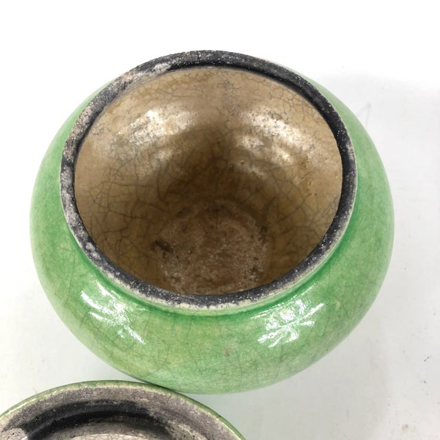 Mid 20th Century Light Green Covered Pottery Bowl For Sale - Image 5 of 9