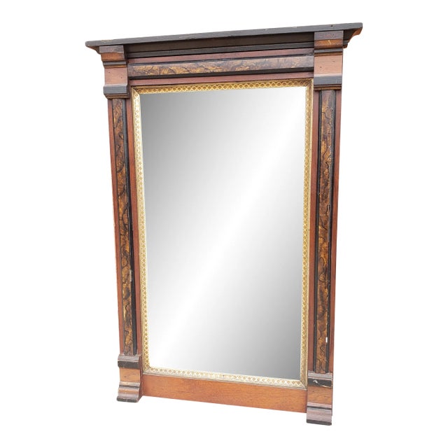 1890s American Classical Parcel Ebonized Mahogany Wall Mirror For Sale