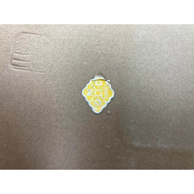 Japanese Mid 20th Century Glazed Ceramic Ikebana Tray With Interlocking Squares Form For Sale - Image 11 of 11