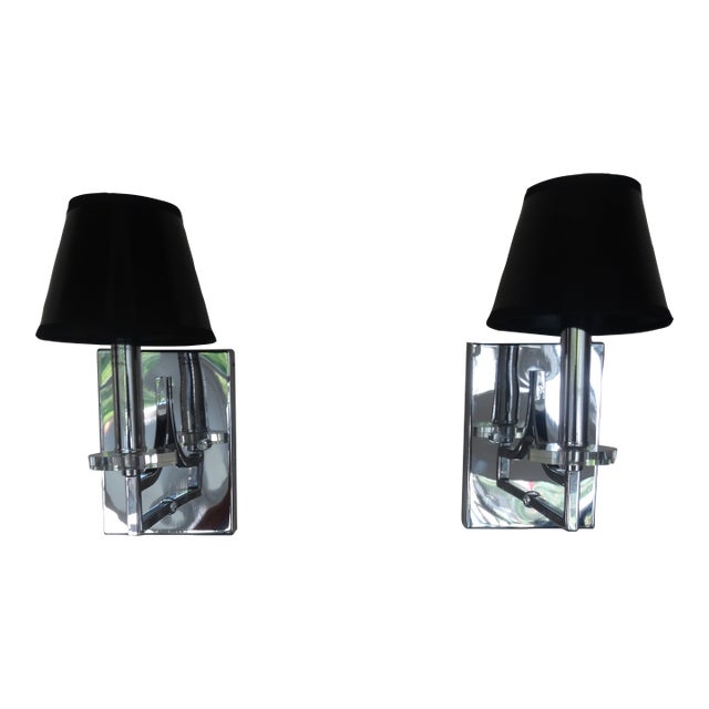 Modern Chrome + Glass Wall Sconce For Sale
