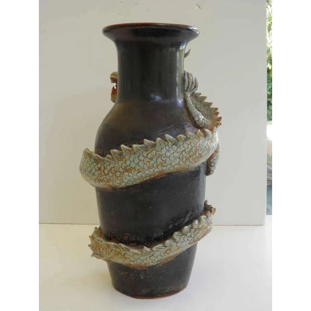 1970s Large Dynamic Thai Dragon Vase Mid Century with Provenance For Sale - Image 5 of 7