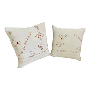 Homespun Linen Folk Art Linen Pillows Feather Down S2