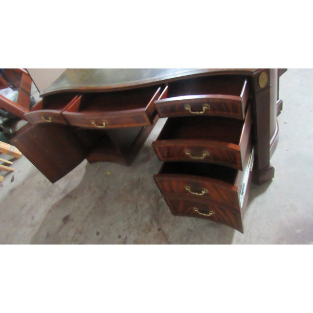 1980s Maitland Smith Mahogany Executive Partner Desk Leather Amazing For Sale - Image 9 of 13
