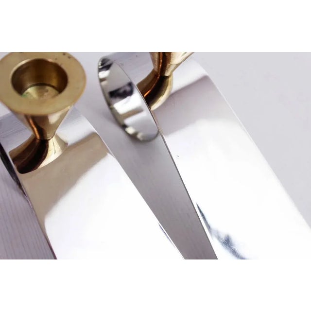 Metal Chrome and Brass Metal Basket Candleholders, 1980s, Set of 2 For Sale - Image 7 of 10