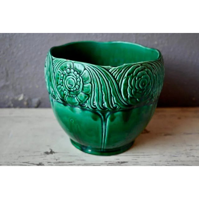 Large Green Slip Planter from Orchies, 1930s For Sale - Image 4 of 9