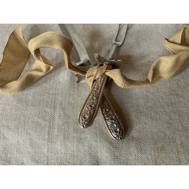 Sterling Silver Art Nouveau Carving Set by Steiff, c.1900 - Repousse Pattern For Sale - Image 6 of 9