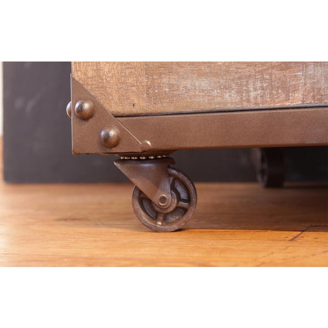 Rustic Greenview Forged Iron Base File Cabinet For Sale - Image 3 of 4