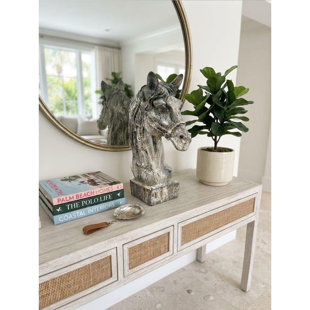 Antique Vintage Cast Iron Horse Head Bust Sculpture – Heavy Equestrian Garden & Entryway Statue For Sale - Image 11 of 12