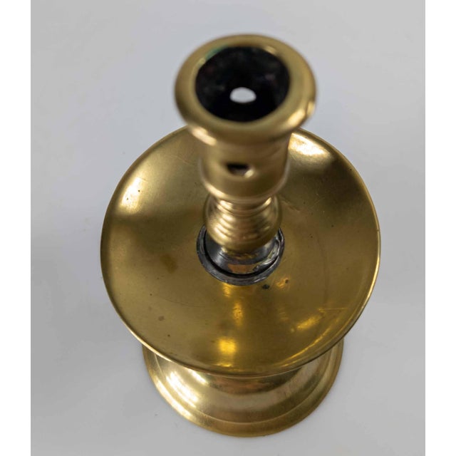 17th or 18th Century European Dutch Heemskirk Mid-Drip Brass Candlestick For Sale - Image 9 of 13