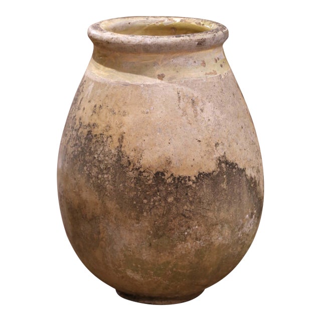 18th Century French Biot Terracotta Olive Jar With Glazed Rim and Patina For Sale