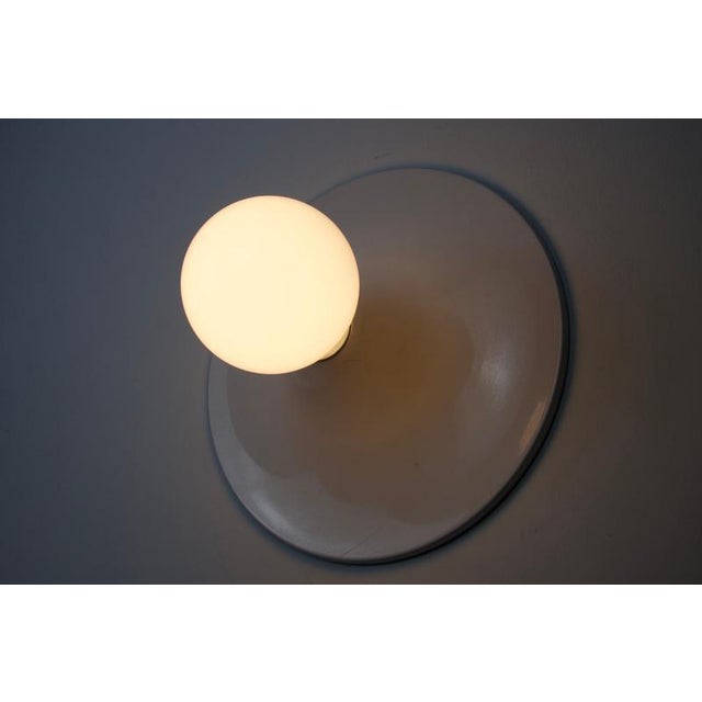 Vintage White Disc-Shaped Flush Mount, Italy, 1960s For Sale - Image 6 of 11