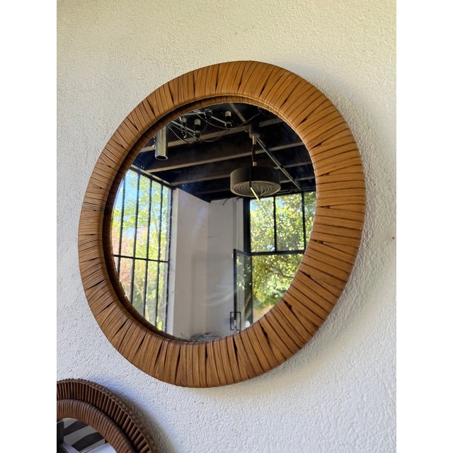Vintage Woven Wicker Mirrors, 1950s, Set of 3 For Sale - Image 12 of 18