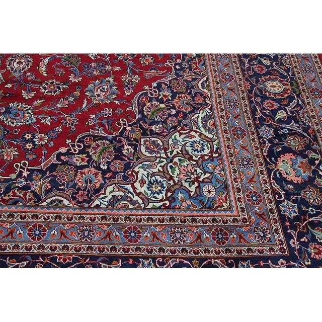 1970s Old Persian Kashan Area Rug 9’11” X 15’0″ For Sale - Image 11 of 13