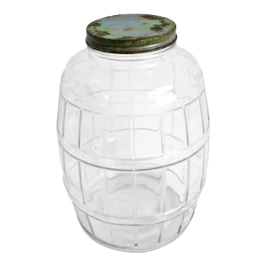 Vintage India Glass Jar W/Tin Lid