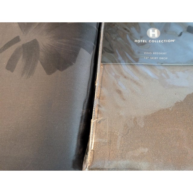 Dark Gray Yves Saint Laurent Pom.Pom Duvet Shams Calvin Klein Fitted Sheet Dust Ruffle Set Discontinued For Sale - Image 8 of 15