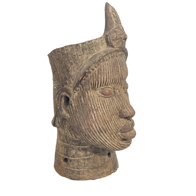 Vintage Rare Large Ife Clay / Terracotta Head of Oni Yoruba Nigeria African 17.5" H For Sale - Image 4 of 6