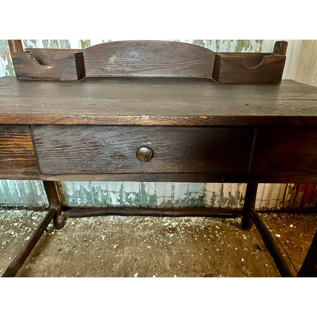 Early 20th Century Adirondack Branch Handmade Writing Desk Letter Holders Cabin Primitive Country For Sale - Image 6 of 11