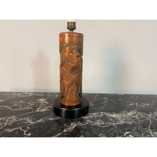 1960s 20th Century Japanese Carved Bamboo Samurai Lamp Base, 1960s For Sale - Image 5 of 7
