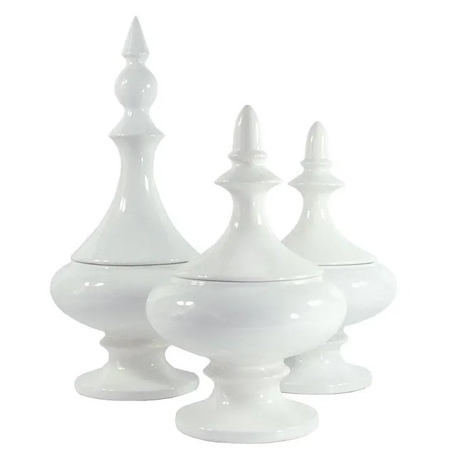 Large French Ceramic Covered Jars, Set of 3 For Sale - Image 9 of 9