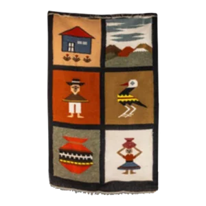 Vintage Native American Navajo South West Style Pictorial Rug Tapestry, Usa, Mid 1900s