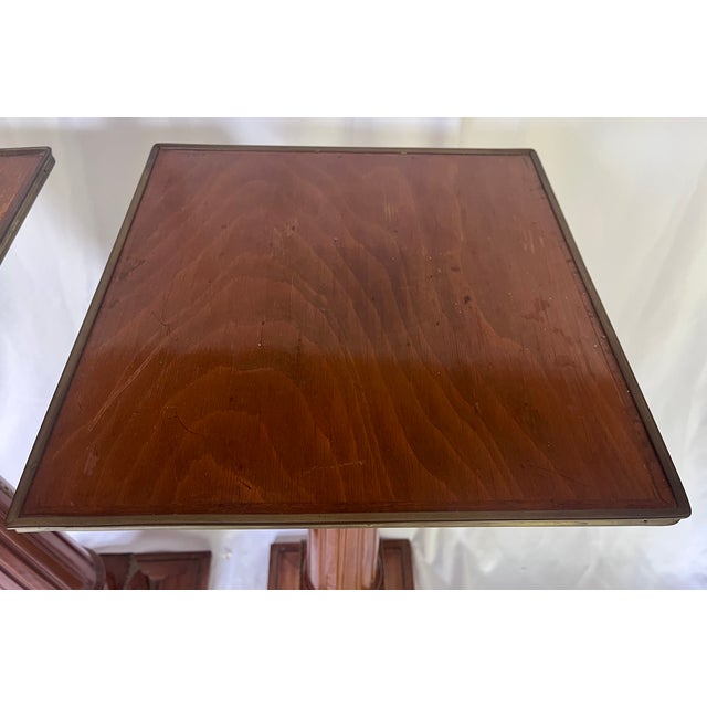 Antique Mahogany Neoclassical Pedestals on Plinth Bases - A Pair For Sale - Image 16 of 16