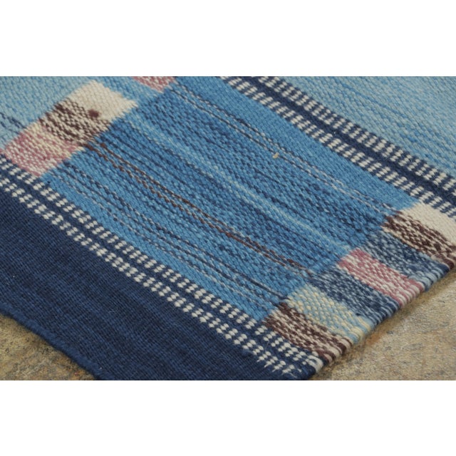 Contemporary Scandinavian Blue Plaid Wool Rug by Rug & Kilim, India For Sale In New York - Image 6 of 7