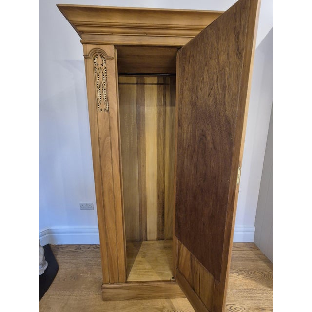Antique Satin Walnut Mirrored Wardrobe For Sale - Image 13 of 18