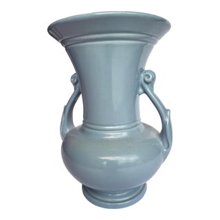 Large Vintage Abingdon Blue Pottery Vase For Sale