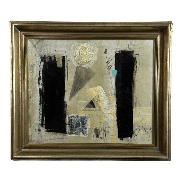 Graham Harmon Black and White Abstract Painting For Sale