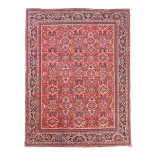 Antique Persian Mahal Rug Scalloped Shaped Colorful Motifs in All-Over Design Rug 10.8 x 14.1 For Sale