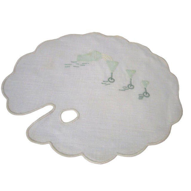 Textile 1960s Artist Palette Shaped Cocktail Napkins With Applique Martini Glasses and Shaker- Set of 4 For Sale - Image 7 of 12