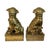 Pair of Vintage Chinese Brass Clad Temple Foo Dogs Fu Lions Figurines Bookends This is a set of two vintage mid century...