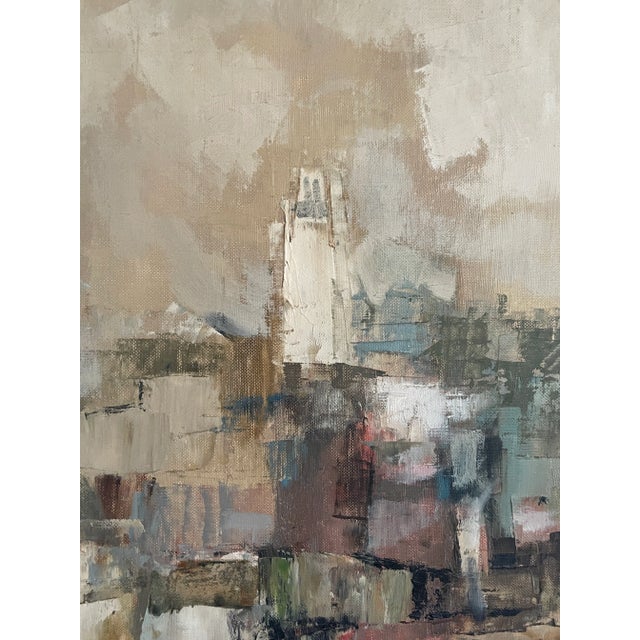 1960s 1960 “Coit Tower, San Francisco”, Mid-Century Modern Oil Painting on Panel by Jean Kalisch For Sale - Image 5 of 11